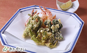 えびと山菜の天ぷら