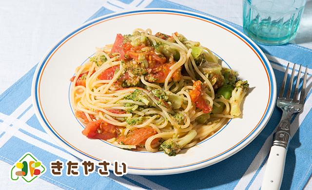 ブロッコリーとトマトのスパゲッティ